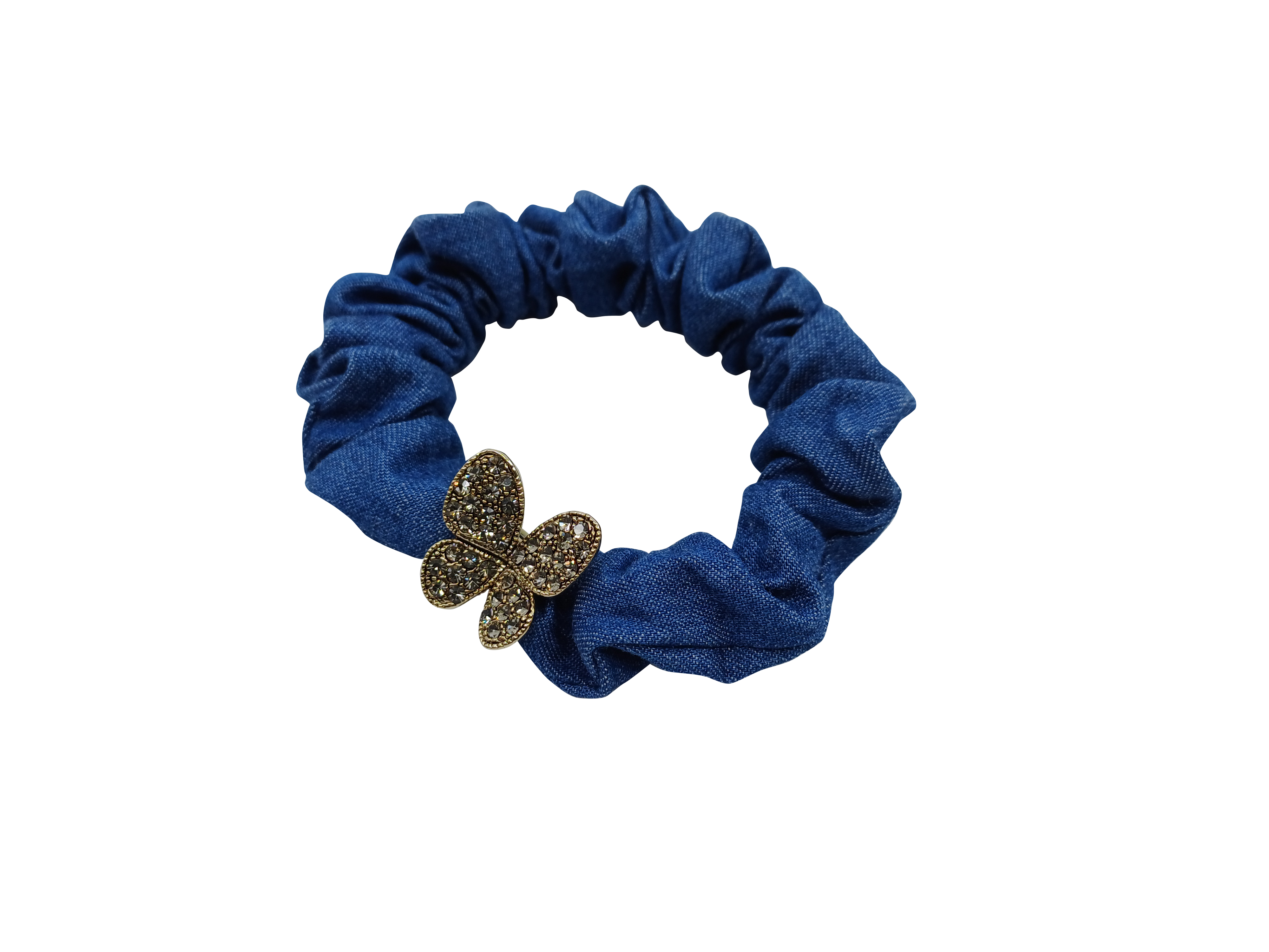 Mela Bianca Croce Hair Scrunchie - Blue